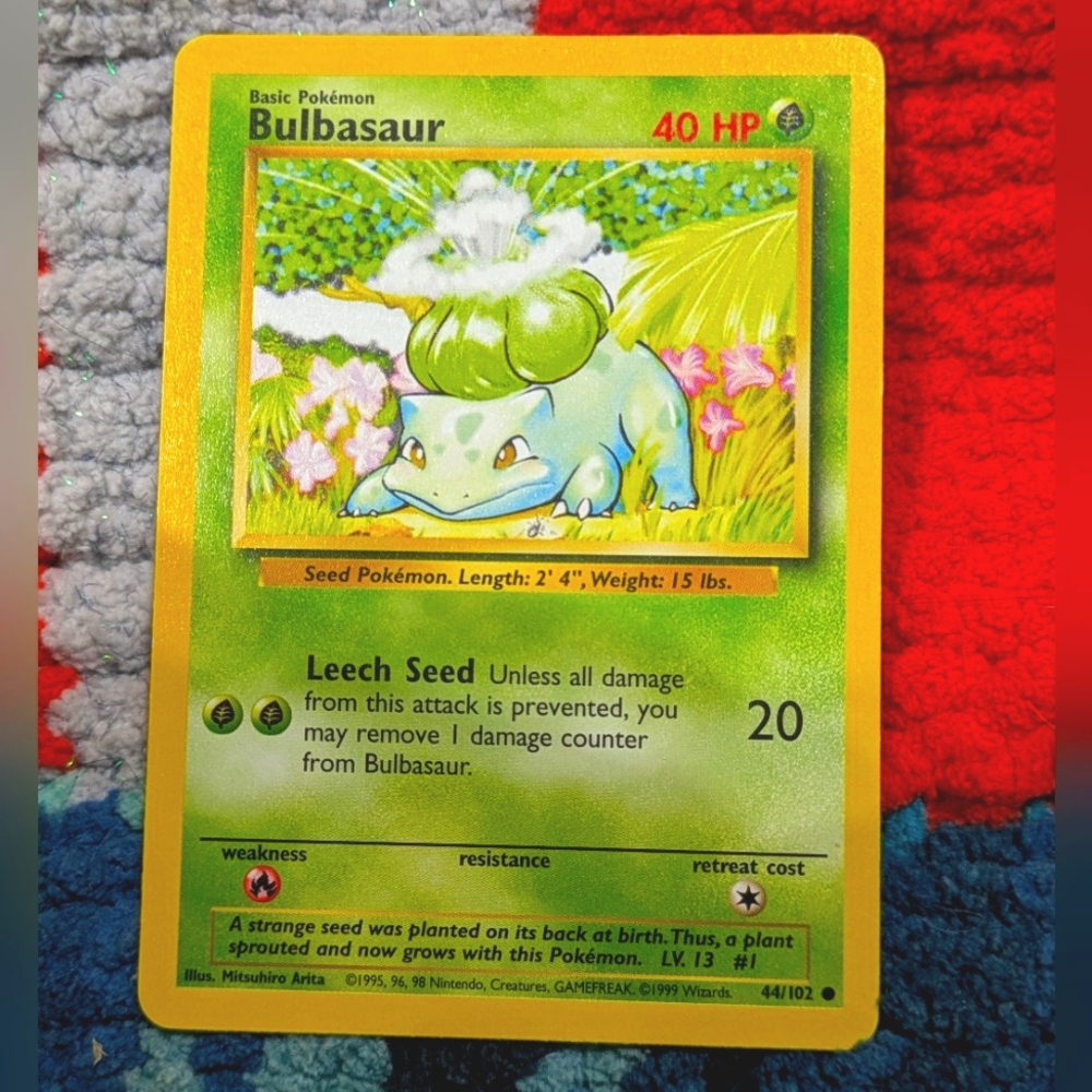 Vintage BULBASAUR #44/102 Card | 1999 POKEMON TCG | LP Condition